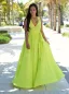 Summer Fuchsia Chiffon Maxi Dresses 2018 A-Line / Princess V-Neck Sleeveless Floor-Length / Long Ruffle Split Front Women's Clothing