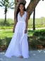 Summer Fuchsia Chiffon Maxi Dresses 2018 A-Line / Princess V-Neck Sleeveless Floor-Length / Long Ruffle Split Front Women's Clothing