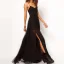 Sexy Été Noire Chiffon Robes longues 2018 Bretelles Spaghetti Sans Manches Fendue devant Longue Dos Nu Vêtements Femme