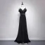 Sexy Black Evening Dresses  2017 A-Line / Princess V-Neck Spaghetti Straps Sleeveless Floor-Length / Long Backless Pierced Formal Dresses