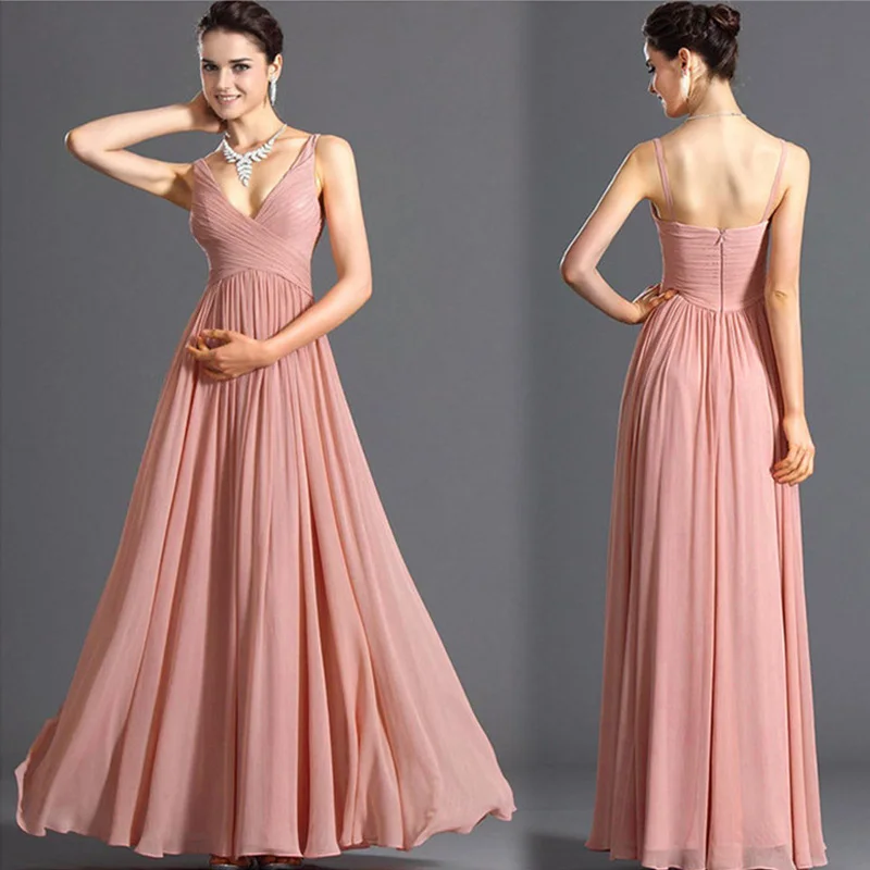 white christmas dresses Sleeveless Pleated Print Chiffon Ruffled A-Line Bridesmaid Dress main image 0