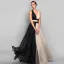 Two Tone Color block Chiffon Maxi Dresses 2018 Empire V-Neck Sleeveless Floor-Length / Long Ruffle Backless Women's Clothing