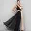 Two Tone Color block Chiffon Maxi Dresses 2018 Empire V-Neck Sleeveless Floor-Length / Long Ruffle Backless Women's Clothing