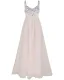 Elegant Perle Rosa Chiffon Maxikjoler 2018 Empire Skuldre Uten Ermer Paljetter Lange Buste Ryggløse Dameklær