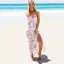 Summer Beach Lavender Maxi Dresses 2018 Strapless Sleeveless Printing Flower Split Front Ankle Length Backless Womens Clothing