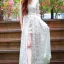 Chic / Beautiful Summer White Maxi Dresses 2018 V-Neck 1/2 Sleeves Appliques Lace Ankle Length Ruffle Womens Clothing