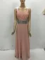 Elegant Rød Chiffon Maxikjoler 2018 Empire Skuldre Uten Ermer Paljetter Lange Buste Ryggløse Dameklær