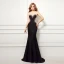 Sexy Black Evening Dresses  2017 Trumpet / Mermaid Scoop Neck Sleeveless Appliques Lace Pearl Court Train Backless Pierced Formal Dresses
