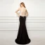 Sexy Black Evening Dresses  2017 Trumpet / Mermaid Scoop Neck Sleeveless Appliques Lace Pearl Court Train Backless Pierced Formal Dresses