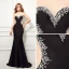 Sexy Black Evening Dresses  2017 Trumpet / Mermaid Scoop Neck Sleeveless Appliques Lace Pearl Court Train Backless Pierced Formal Dresses