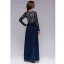 Elegant Navy Blue Chiffon Maxi Dresses 2018 Scoop Neck Long Sleeve Sash Floor-Length / Long Ruffle Womens Clothing