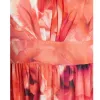 Colored Orange Chiffon Maxi Dresses 2018 Empire Scoop Neck Strapless Sleeveless Printing Flower Floor-Length / Long Ruffle Womens Clothing