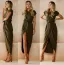 Simple Bleu Ciel Été Robes longues 2018 Encolure Dégagée Manches Courtes Lacer Longueur Cheville Volants Vêtements Femme