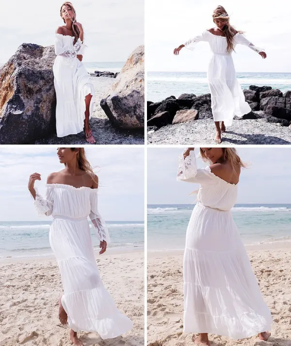 Chic / Beautiful Summer Beach White Chiffon Maxi Dresses 2018 Sheath / Fit Off-The-Shoulder Long Sleeve Ankle Length Ruffle Backless Womens Clothing Chic / Beautiful Summer Beach White Chiffon Maxi Dresses 2018 Sheath / Fit Off-The-Shoulder Long Sleeve Ankle Length Ruffle Backless Womens Clothing