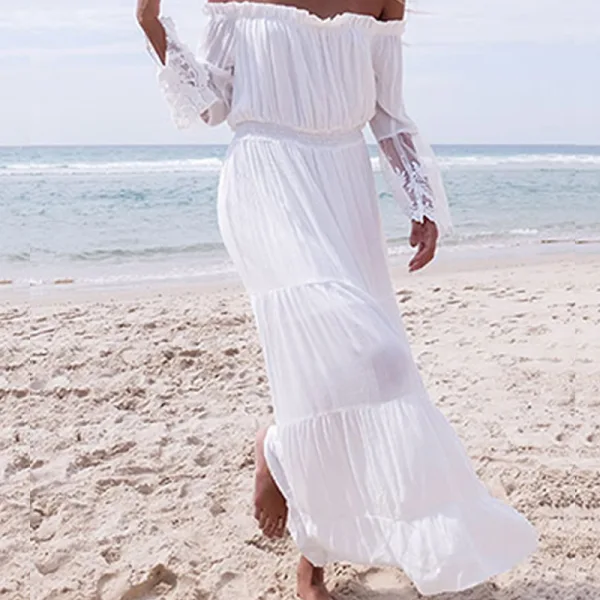 swifty's palm beach dress code Sleeveless Lace Boho Mini Dress – White V-Neck Summer Dress in White | Women's Boho Fashion | XL main image 1