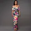 Moderne / Mode Vert Foncé Robes longues 2018 Trompette / Sirène De l'épaule Manches Courtes Impression Fleur Longueur Cheville Volants Dos Nu Vêtements Femme