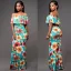 Moderne / Mode Vert Foncé Robes longues 2018 Trompette / Sirène De l'épaule Manches Courtes Impression Fleur Longueur Cheville Volants Dos Nu Vêtements Femme