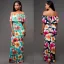 Moderne / Mode Vert Foncé Robes longues 2018 Trompette / Sirène De l'épaule Manches Courtes Impression Fleur Longueur Cheville Volants Dos Nu Vêtements Femme