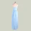 Sexy Sky Blue Chiffon Summer Maxi Dresses 2018 V-Neck Spaghetti Straps Sleeveless Split Front Floor-Length / Long Ruffle Backless Womens Clothing