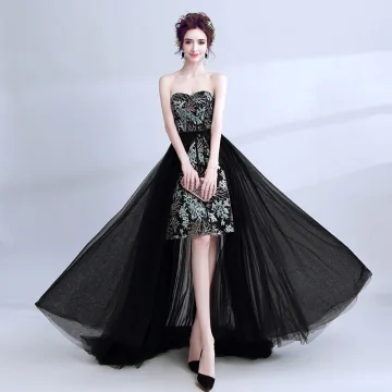 Modern Fashion Black Cocktail Dresses 2017 A Line Princess Sweetheart Sleeveless Embroidered Sweep Train Backless Formal Dresses