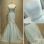 Chic / Belle Bleu Ciel Robe De Soirée 2017 Trompette / Sirène Bustier Sans Manches Paillettes Appliques Fleur Faux Diamant Ceinture Train De Balayage Dos Nu Robe De Ceremonie