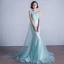 Scintillantes Paillettes Bleu Robe De Soirée 2017 Trompette / Sirène Une épaule Sans Manches Appliques En Dentelle Faux Diamant Volants Dos Nu Robe De Ceremonie Tribunal Train