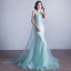 Scintillantes Paillettes Bleu Robe De Soirée 2017 Trompette / Sirène Une épaule Sans Manches Appliques En Dentelle Faux Diamant Volants Dos Nu Robe De Ceremonie Tribunal Train