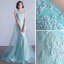 Scintillantes Paillettes Bleu Robe De Soirée 2017 Trompette / Sirène Une épaule Sans Manches Appliques En Dentelle Faux Diamant Volants Dos Nu Robe De Ceremonie Tribunal Train