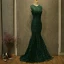 Vintage Dark Green Evening Dresses  2017 Trumpet / Mermaid Scoop Neck Sleeveless Sweep Train Formal Dresses