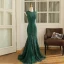 Vintage Dark Green Evening Dresses  2017 Trumpet / Mermaid Scoop Neck Sleeveless Sweep Train Formal Dresses