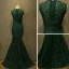 Vintage Dark Green Evening Dresses  2017 Trumpet / Mermaid Scoop Neck Sleeveless Sweep Train Formal Dresses