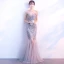 Sexy Argenté Robe De Soirée 2017 Trompette / Sirène Encolure Dégagée Sans Manches Paillettes Longue Dos Nu Percé Robe De Ceremonie