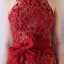 Moderne / Mode Doré Rouge Robe De Soirée 2017 Trompette / Sirène Titulaire Sans Manches Noeud Ceinture Fendue devant Train De Balayage Dos Nu Robe De Ceremonie