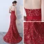 Moderne / Mode Doré Rouge Robe De Soirée 2017 Trompette / Sirène Titulaire Sans Manches Noeud Ceinture Fendue devant Train De Balayage Dos Nu Robe De Ceremonie
