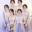 Affordable Sky Blue Bridesmaid Dresses 2018 A-Line / Princess Appliques Lace Short Ruffle Backless Wedding Party Dresses