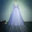 Chic / Beautiful Prom Dresses 2017 Lace Appliques Rhinestone Pearl Sleeveless Scoop Neck Backless Cathedral Train Lilac Ball Gown
