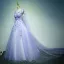 Chic / Beautiful Prom Dresses 2017 Lace Appliques Rhinestone Pearl Sleeveless Scoop Neck Backless Cathedral Train Lilac Ball Gown
