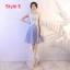 Affordable Sky Blue Bridesmaid Dresses 2018 A-Line / Princess Appliques Lace Short Ruffle Backless Wedding Party Dresses