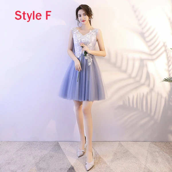 Affordable Sky Blue Bridesmaid Dresses 2018 A-Line / Princess Appliques Lace Short Ruffle Backless Wedding Party Dresses