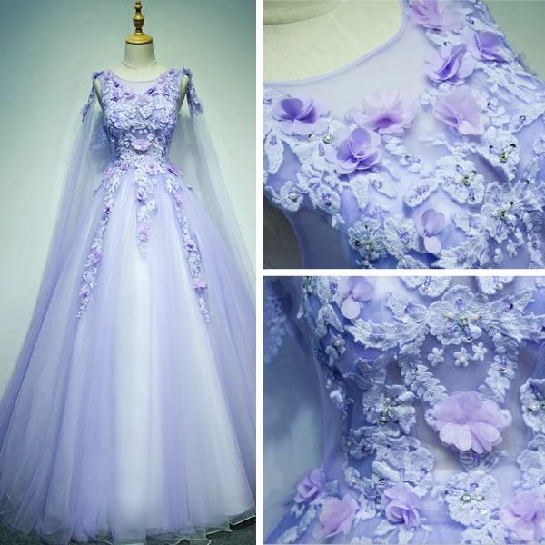 Chic / Beautiful Prom Dresses 2017 Lace Appliques Rhinestone Pearl Sleeveless Scoop Neck Backless Cathedral Train Lilac Ball Gown