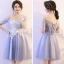 Affordable Sky Blue Bridesmaid Dresses 2018 A-Line / Princess Appliques Lace Short Ruffle Backless Wedding Party Dresses
