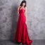 Modern / Fashion Red Evening Dresses  2018 A-Line / Princess Sweetheart Shoulders Sleeveless Beading Sweep Train Backless Formal Dresses