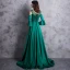 Modern / Fashion Dark Green Evening Dresses  2018 A-Line / Princess Scoop Neck 3/4 Sleeve Strapless Crystal Rhinestone Sash Sweep Train Backless Pierced Formal Dresses