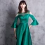 Modern / Fashion Dark Green Evening Dresses  2018 A-Line / Princess Scoop Neck 3/4 Sleeve Strapless Crystal Rhinestone Sash Sweep Train Backless Pierced Formal Dresses