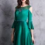 Modern / Fashion Dark Green Evening Dresses  2018 A-Line / Princess Scoop Neck 3/4 Sleeve Strapless Crystal Rhinestone Sash Sweep Train Backless Pierced Formal Dresses