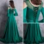 Modern / Fashion Dark Green Evening Dresses  2018 A-Line / Princess Scoop Neck 3/4 Sleeve Strapless Crystal Rhinestone Sash Sweep Train Backless Pierced Formal Dresses