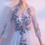 Chic / Beautiful Silver Prom Dresses 2017 A-Line / Princess Amazing / Unique V-Neck 3/4 Sleeve Appliques Lace Floor-Length / Long Pierced Formal Dresses