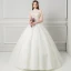 Schöne Ivory / Creme Durchsichtige Brautkleider 2018 Ballkleid Stehkragen Ärmellos Rückenfreies Perlenstickerei Perle Strass Rüschen Hof-Schleppe