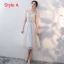Affordable Sky Blue Bridesmaid Dresses 2018 A-Line / Princess Bow Sash Tea-length Ruffle Backless Wedding Party Dresses