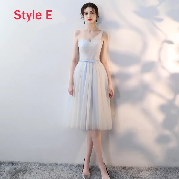 Affordable Sky Blue Bridesmaid Dresses 2018 A-Line / Princess Bow Sash Tea-length Ruffle Backless Wedding Party Dresses